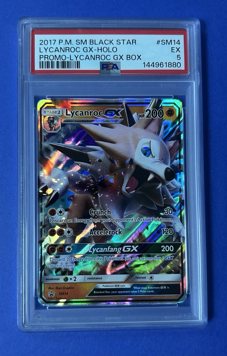 2017 PM SM Black Star Lycanroc GX Holo Promo Lycanroc GX Box #SM14