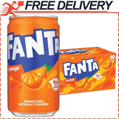 Fanta Orange Soda Can, Caffeine Free & Kosher, 7.5 fl oz, 10 Pack
