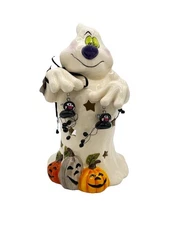 Blue Sky Clayworks “Ghosties Tricks” Ghost & Spiders Tea Light Candle House NWT