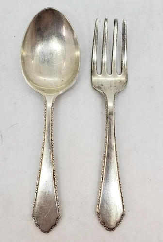 Lunt Sterling Silver Baby Child Fork Spoon William & Mary Pattern 4"