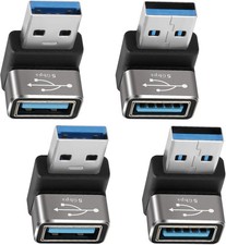 90 Degree USB 3.0 Adapter 4 Pack, Up and Down Right Angle USB Type-A Male to F