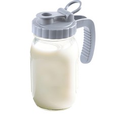 32oz Mason Jar Pitcher with Pout Spout Lids and Handles Wide Mouth Milk Pitcher