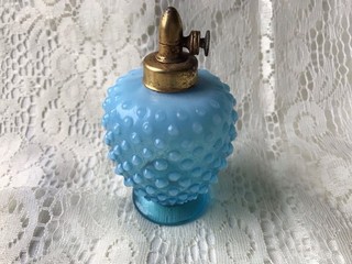 FENTON VINTAGE BLUE OPALESCENT HOBNAIL PERFUME ATOMIZER