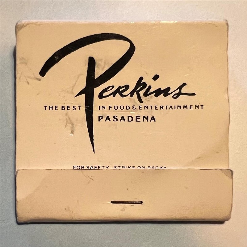 Vtg Perkins Palace & Restaurant MATCHBOOK Pasadena Music Venue 1980’s Rare