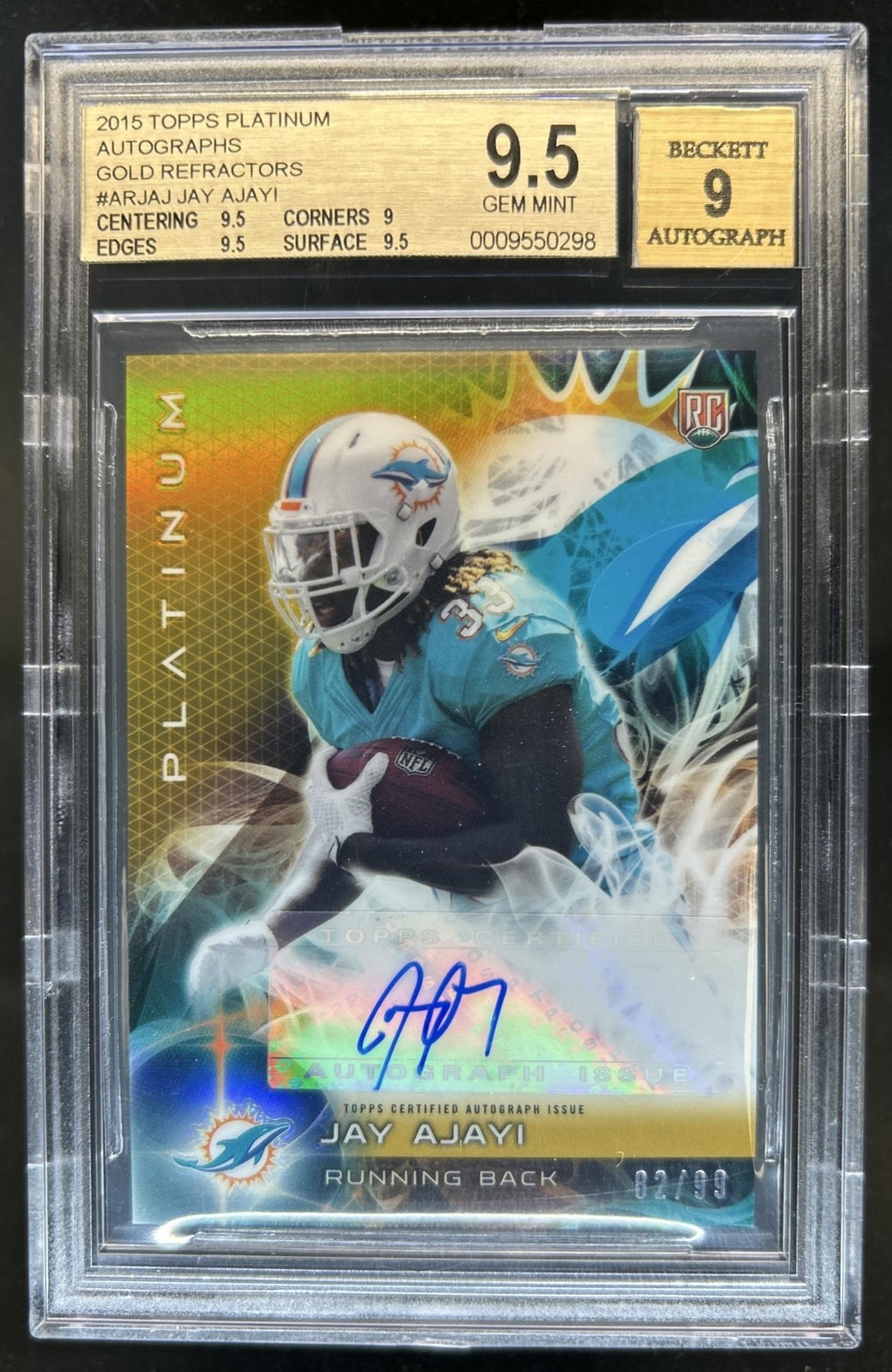 Jay Ajayi Topps Platinum Autograph Rookies #ARJAJ Gold Refractor