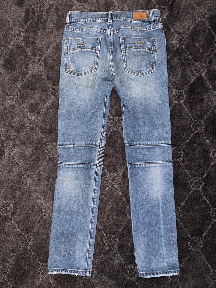 RSQ 牛仔裤男孩尺寸 16 (28x28) 黑色东京超紧身浅洗 3D 设计  — 第 3/4 张图片