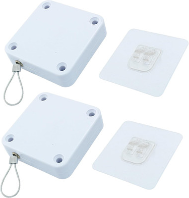 2 Pcs Automatic Sliding Door Closer Punch-Free Steel Drawstring White 1000g