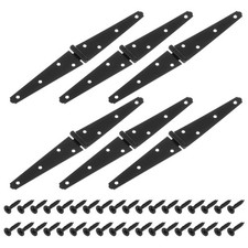 6 Pcs Black Strap Hinges 5" Shed Door Hinges Gate Hinge with Screws