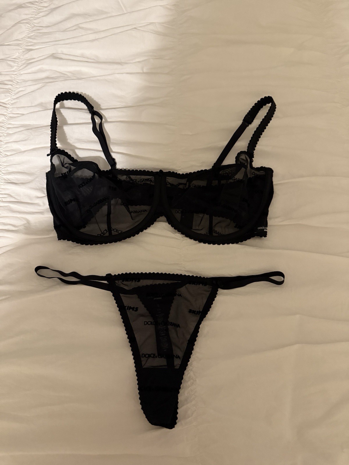 Dolce & Gabbana x Skims Ultra Fine Mesh Logo Balconette Bra And String Thong