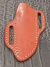 Brown/Red Open Top Belt Loop 45° Medium Size Fix Blade Knife Leather Sheath