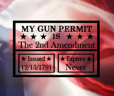 Gun Permit 2nd Amendment Issued Vinyl Decal Bumper Sticker 2a Gun Rights Usa