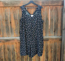 Vintage Plus Size Floral Romper Black Grunge Button Up 90s Summer Playsuit 22/24