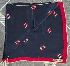 VTG Jaeger Scarf Silk Blue Red White 25x25" Square