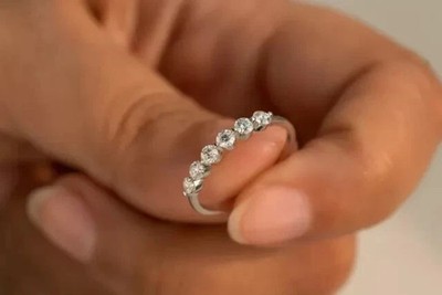 1Ct Round Cut Lab Created Diamond Half Eternity Band Ring 14k White Gold Plated