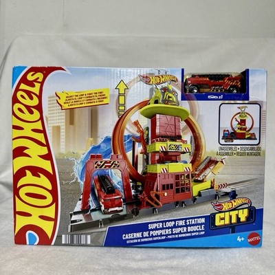 Hot Wheels City Super Loop Fire Station Playset With Fire Truck For Kids HKX41