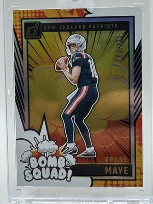 Drake Maye 2024 Panini Donruss #28 Bomb Squad Holo Rookie /100 Patriots