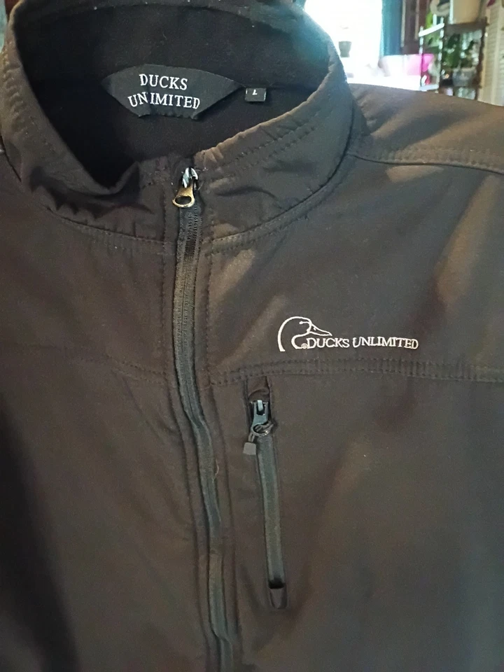 Ducks Unlimited Soft Shell Fleece Lined Windbreaker Black Full Zip Men’s L - Image 2 of 4