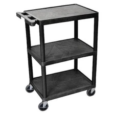 Zoro Select He34-B Utility Cart With Lipped Plastic Shelves, Polyethylene, 400