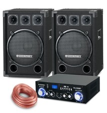 Casse Monitor Box DJ PA Set Completo Bluetooth Mp3 Cavo Amplificatore USB 1200W