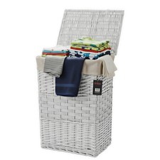 Wicker Laundry Basket With Lining & Lid Bathroom Washing Storage Hamper Bin