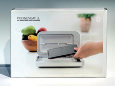 PhoneSoap 3 UV Cell Phone Sanitizer and Charger Silver Disinfects Charges.