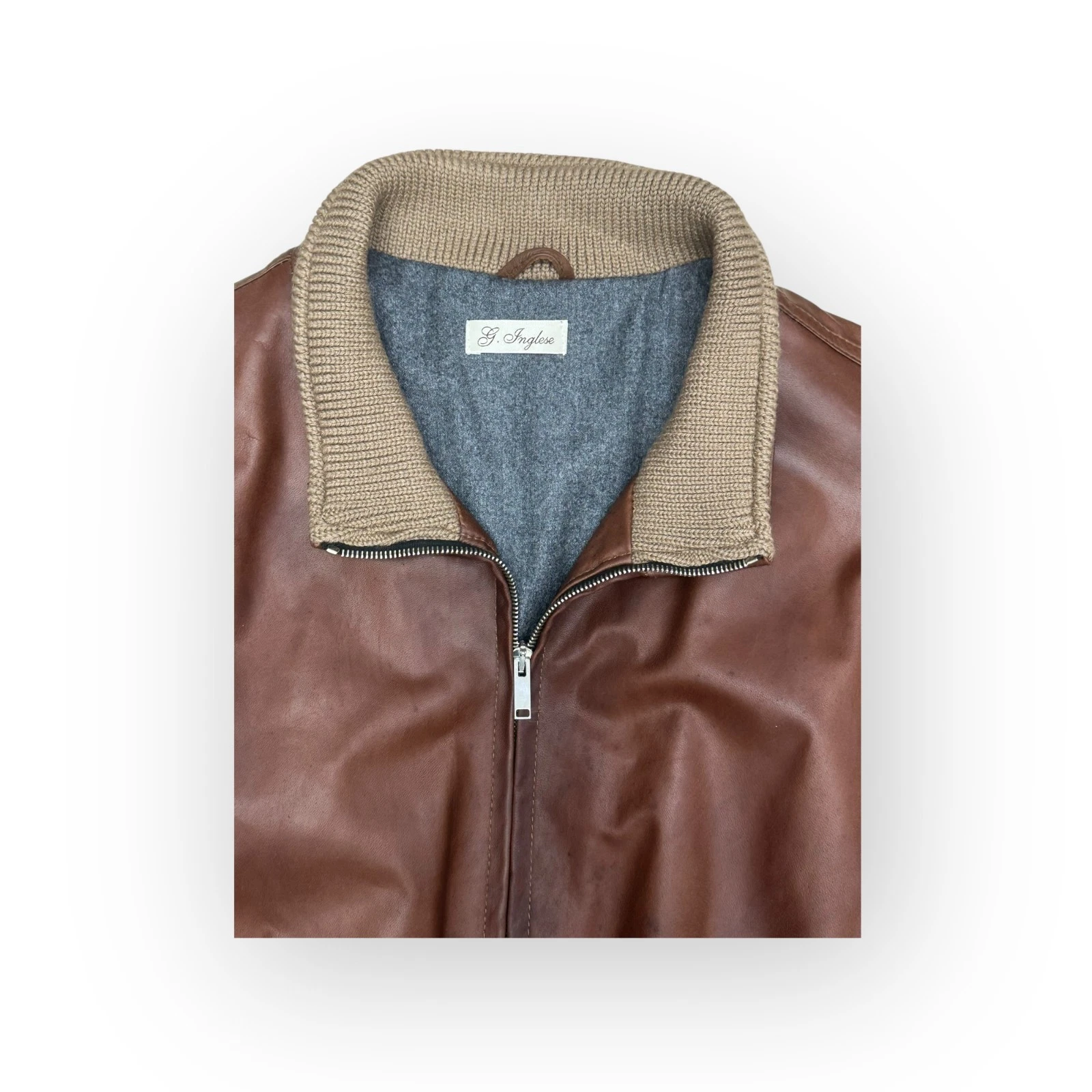 G. Inglese Leather Jacket - Brown - Size 56 - Made in Italy image 3