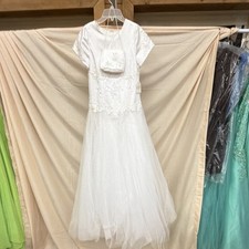 White Beaded First Communion Dress Girls' Size 14 Tulle Skirt F911 W 14 Lot 4