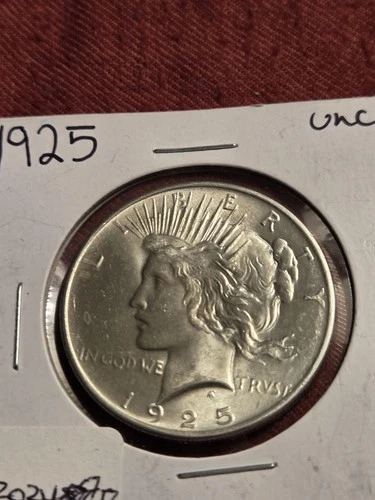 1925 SILVER PEACE DOLLAR IN BRILLIANT UNCIRCULATED CONDITION MINT LUSTER