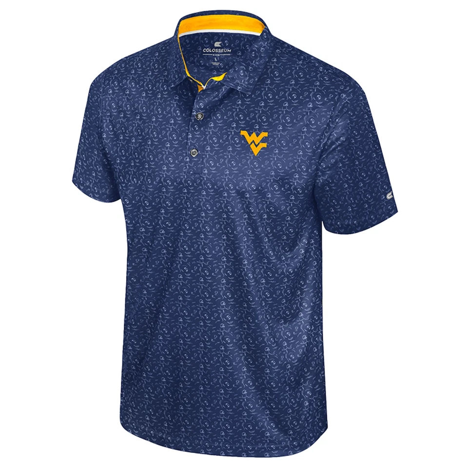 Men's Colosseum  Navy West Virginia Mountaineers Football Print Polo - Image 2 of 4