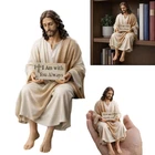 Jesus Sitting Statue Sculpture Resin Craft Desk Companion Figurine Unique Party