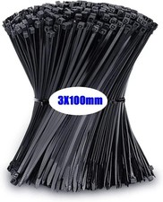 100PCS Black 3x100mm Nylon Self Locking Cable Zip Ties Wire Fasteners