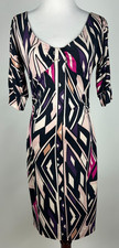 DIANE VON FURSTENBERG 'Silk Jersey Kitt Sheath' - 4, Black Fuchsia Purple Tan