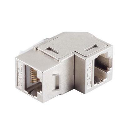 RJ45 Winkel Kabel Verbinder Adapter LAN Netzwerk Keystone Cat6a 2x Buchse 10Gbi