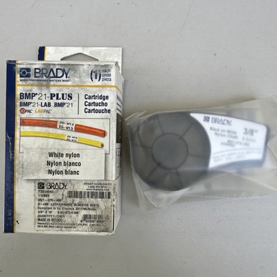 Brady BMP21-Plus M21-375-499 Black On White Nylon Labels 3/8'' x16' NEW OPEN BOX