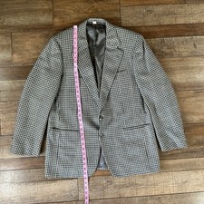Fickey Freeman Canterbury Mens 44R Houndstooth Sport Coat 100% Wool USA Made #3B