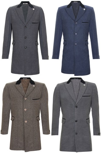 Truclothing Mens 3/4 Grey Long Crombie Overcoat Jacket UK40