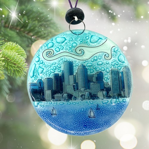 Boston Skyline Decorazione Albero di Natale - Art Glass Light Catcher - Foto 3 di 5