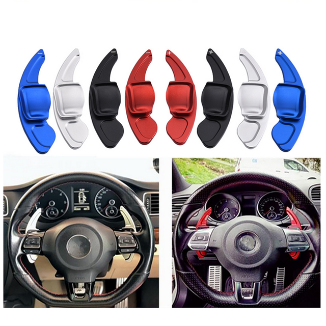 2pcs Silver Shifter Steering Wheel Shift Paddles Extention For VW Golf