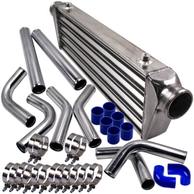 Universal Turbo Intercooler 27''x7''x2.5'' & 2.5'' Aluminum Pipe Tube & Couplers Set