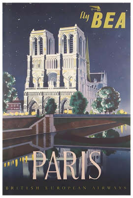 BEA Airlines - France - Paris - Vintage Travel Poster
