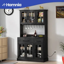 Tall Pantry Cabinet 71" Kitchen Buffet Microwave Stand Shelves w/Drawers & Doors