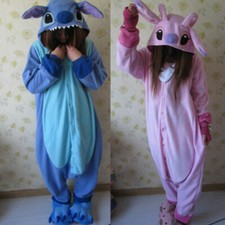 Adult Kigurumi Animal Pajamas Blue Stitch Angel Lilo Cosplay Costume Fancy Gift