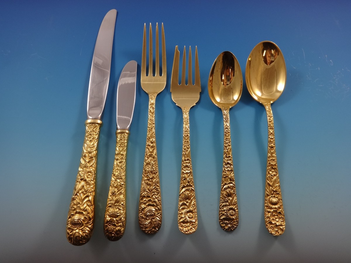 Repousse by Kirk Sterling Silver Flatware Set For Service 25