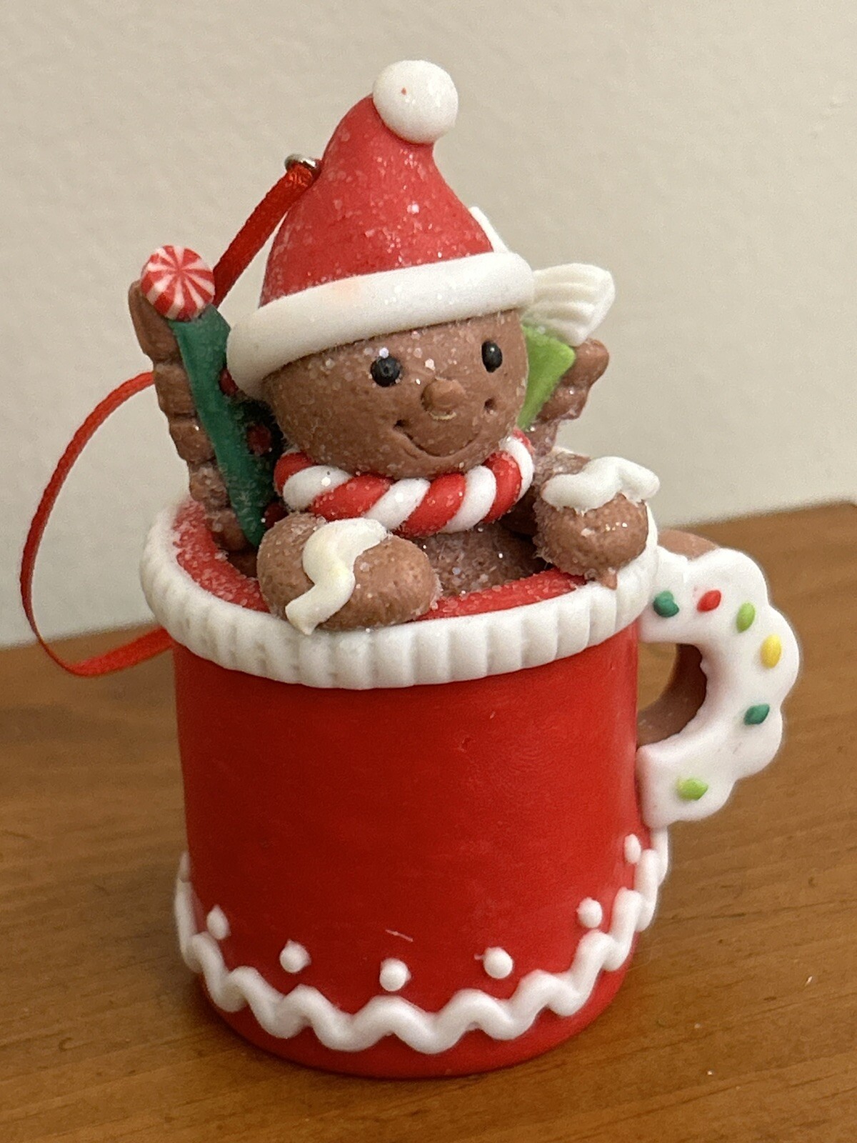 Frosted Peppermint Candy Snowman Hot Chocolate Mug Christmas Ornament  