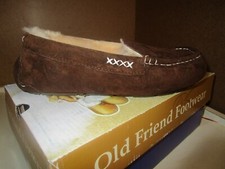 Old Friend Womens Bella Brown Suede Moccasin Slippers SZ 6 L Style 441310