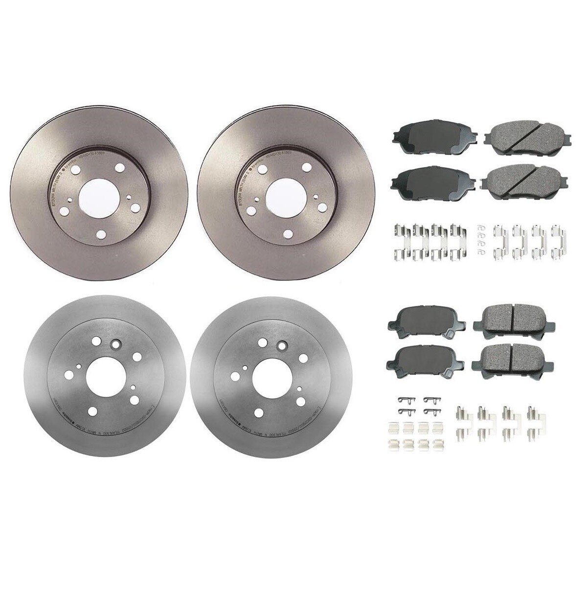 Akebono Front and Rear Brake Kit ProAct Pad Set Rotors For Toyota Camry