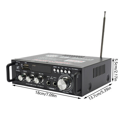 Bluetooth 600W Mini Power Audio Verstärker Amplifier HiFi Bass AMP MP3 FM USB SD