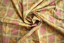 FNC Vintage Pochampally Hand Woven Green Ikat Sarees Art Silk Sari Fabric