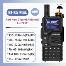 10W Walkie-talkie Multi-band UHF VHF Color Large Screen 2500mAh Amateur Radio