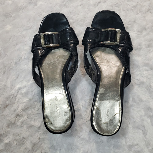 Calvin Klein 7.5 Yanni slide wedge cut out heel